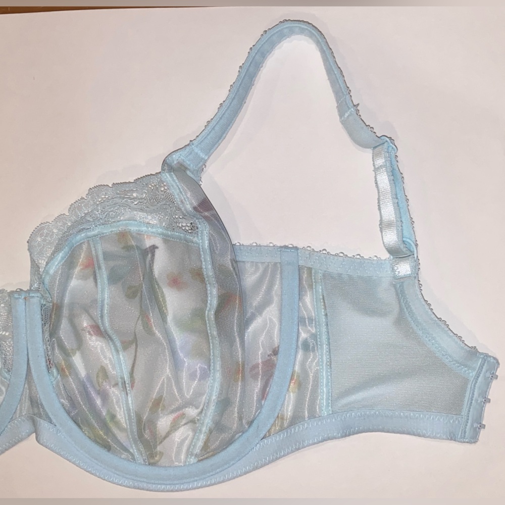 30M (US) Panache Jasmine 6951 Pale Blue Floral Underwire Unlined Lace UK 30J - Picture 7 of 13